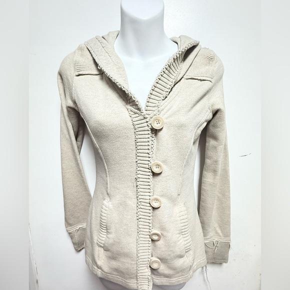 Billabong Cream Button-Up Cardigan Size S - Picture 2 of 9